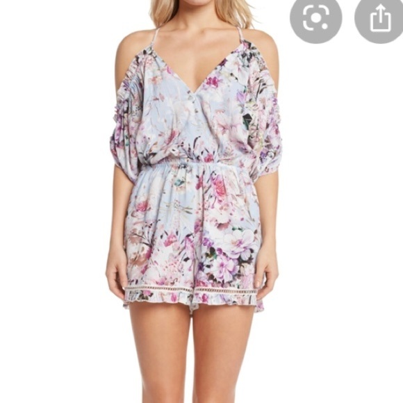 Willow & Clay Lilac Cold Shoulder Floral Romper - Picture 1 of 10